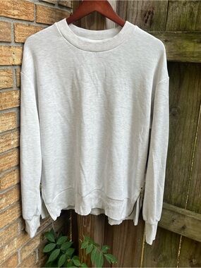 Varley Light Gray Crewneck Sweatshirt with Side Zippers